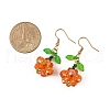 Halloween Theme Pumpkin Handmade Glass Seed Beaded Dangle Earrings EJEW-MZ00480-01-4