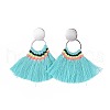 Polycotton(Polyester Cotton) Tassel Dangle Earrings EJEW-JE03544-M-2