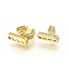 Rack Plating Brass Micro Pave Clear Cubic Zirconia Fold Over Clasps KK-V008-23G-2