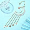 Natural Rose Quartz & Brass Moon Pendant Decorations HJEW-JM01198-01-3