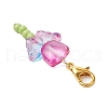 Zinc Alloy Lobster Claw Clasps with Spray Painted Transparent Glass Beads and Glass Seed Beads and 304 Stainless Steel Flat Head Pins Decorations HJEW-JM03034-5