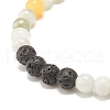 Natural Jadeite & Lava Rock Round Beaded Stretch Bracelet BJEW-JB07572-02-4