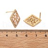 Rhombus Brass Micro Pave Clear Cubic Zirconia Stud Earrings for Women EJEW-G428-05G-5