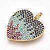 Brass Micro Pave Cubic Zirconia Pendants ZIRC-T004-02G-2