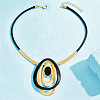 Oval Alloy & Resin Pendant Necklaces FS-WG6879B-01-3