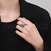 Cat Shape Brass Rhinestone Open Cuff Rings for Unisex PW-WG6A585-01-2