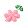 Opaque Acrylic Flower Beads with Iron Bead Caps and 304 Stainless Steel Flat Head Pins and Spray Painted Transparent Glass Beads Pendants PALLOY-JF03617-02-5