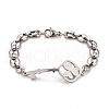 Tarnish Resistant 201 Stainless Steel Clover Skeleton Key Link Bracelet with Coffee Bean chains for Men Women STAS-E160-28P-1