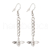 Curb Chains with Brass Charm Long Dangle Earrings EJEW-JE04963-02-1