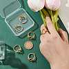 Unicraftale 6Pcs Rack Plating Oval Brass Micro Pave Cubic Zirconia Adjustable Ring Components KK-UN0003-38-2