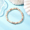 Natural Freshwater Shell Disc Beads Stretch Bracelets for Men Women BJEW-JB11747-1