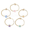 Electroplated Hexagon Prism Natural Quartz Link Bracelets BJEW-JB10753-1