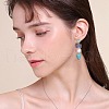 Synthetic Turquoise Rectangle & Triangle Dangle Stud Earrings JE1131A-7