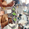 Teardrop & Oval Bohemian Style Zinc Alloy with Resin Imitation Moonstone/Rhinestone Finger Rings FS-WGFB6C4-09-1