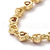 Enamel Evil Eye & Cubic Zirconia Heart Link Chain Bracelet BJEW-H555-01D-4