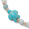 Natural Flower Amazonite Round Beaded Braided Bead Bracelets BJEW-JB10692-04-3