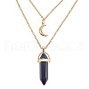 Synthetic Blue Goldstone Cone Pendant Double Layer Necklace UX9990-23-1