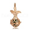 Golden Plated Brass Hollow Round Cage Pendants KK-J251-08G-2