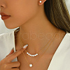 Stainless Steel Round Imitation Pearl Style Double Layer Necklaces & Stud Earrings Sets for Women FS8712-4