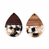 Transparent Resin & Walnut Wood Pendants RESI-N025-028-A01-1
