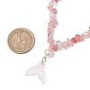 Cherry Quartz Glass Chip & Imitaton Round Pearl Beaded Adjustable Necklaces NJEW-JN05227-01-3