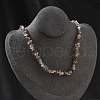 Natural Botswana Agate Chip Beaded Necklaces for Men Women NJEW-G159-01V-1