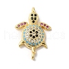 Rack Plating Brass Micro Pave Colorful Cubic Zirconia Connector Charms KK-K377-33G-1