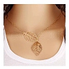 Double Hollow Leaf Alloy Pendant Cable Chain Lariat Necklaces for Women FS-WG05CB9-01-1