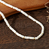 Natural White Shell & Synthetic Non-magnetic Hematite Heishi Beaded Necklaces for Women KL5338-3