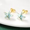Brass Enamel Stud Earrings EJEW-R032-07G-01-3