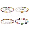 4Pcs 4 Style Shell Pearl & Glass Seed Beaded Stretch Bracelets Set with Evil Eye for Women BJEW-SW00056-7