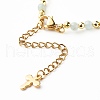 Cross Cubic Zirconia Beaded Bracelet for Girl Women BJEW-JB06848-8