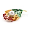 Feather Alloy Brooch with Resin Pearl JEWB-O009-10-3