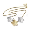 304 Stainless Steel Triple Flowers Pendant Box Chain Necklaces NJEW-K389-03GP-3