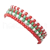 4Pcs 4 Styles Christmas 4mm Round Glass Seed Beaded Stretch Bracelet Sets BJEW-TA00500-5