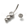 304 Stainless Steel Clear Cubic Zirconia Curved Barbell Belly Button Rings AJEW-D306-03P-05-3