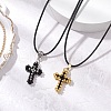 2Pcs 2 Colors Cross Glass Sead Beaded Pendant Necklaces NJEW-MZ00093-1