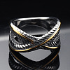 Criss Cross 304 Stainless Steel Finger Rings FS-WG1CD1D-07-1