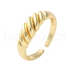 Rack Plating Brass Croissant Open Cuff Ring for Women RJEW-D076-02G-4