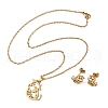 Hollow Cow 201 Stainless Steel Pendant Necklaces & Stud Earrings Sets for Women SJEW-Q025-05G-4