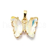 Brass Micro Pave Cubic Zirconia Pendants ZIRC-P079-B02-15-G-1
