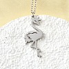 304 Stainless Steel Flamingo Shaped Pendant Cable Chain Necklaces for Women Men NJEW-Q032-02B-P-1