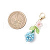 Flower Bud Glass Pearl & Seed Beads Pendant Decorations HJEW-MZ00275-02-3