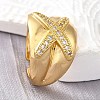 Brass Micro Pave Cubic Zirconia Adjustable Open Cuff Rings for Women RJEW-K292-11G-3