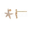 Brass Micro Pave Clear Cubic Zirconia Stud Earring Findings KK-S364-135-4