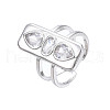 Cubic Zirconia Rectangle Open Cuff Ring RJEW-N037-015-01P-3