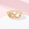 Brass Micro Pave Clear Cubic Zirconia Cuff Rings for Women RJEW-U047-21G-1