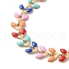 Enamel Ear of Wheat Link Chains Bracelet BJEW-H585-01G-2