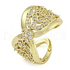 Infinity Brass Micro Pave Clear Cubic Zirconia Open Cuff Rings RJEW-Z046-05G-02-1