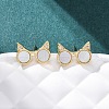 Cat Ear Glasses Brass Micro Pave Clear Cubic Zirconia Stud Earrings KK-D363-17G-5